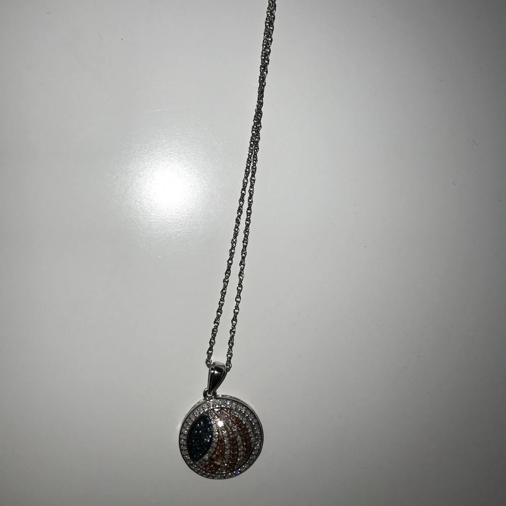 BRAND NEW diamond necklace (white, blue, and red)